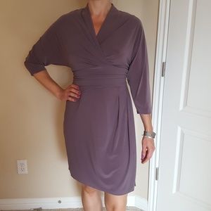 Light brown ruched waist dress
